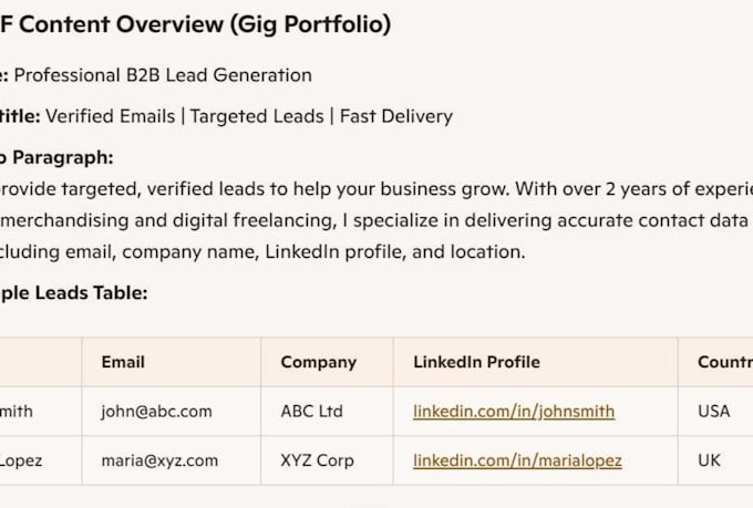provide targeted b2b lead generation with verified contacts